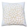 Hugo 20 x 20 Square Accent Throw Pillow; Embroidered Geometric Abstract Pattern; With Filler; White; Gold