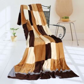 Onitiva - [Plaids - Naturally Chic] Soft Coral Fleece Patchwork Throw Blanket (59 by 78.7 inches)