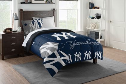 Yankees OFFICIAL MLB "Hexagon" Twin Comforter & Sham Set;  64" x 86"