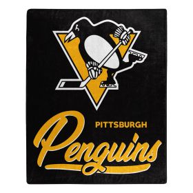 Penguins OFFICIAL NHL "Signature" Raschel Throw Blanket;  50" x 60"