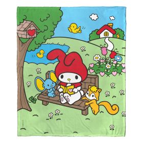 My Melody, Outdoor Reading Aggretsuko Comics Silk Touch Throw Blanket, 50" x 60"