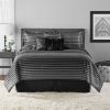 7-Piece Black Stripe Woven Quilt Set; Full/Queen