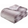 Printed Faux Rabbit Fur Throw; Lightweight Plush Cozy Soft Blanket; 50&quot; x 60&quot;; Coffee Stripe