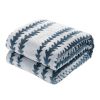 Back Printing Shaved Flannel Plush Blanket; Blue Stripe Blanket for Bed or Sofa; 80&quot; x 90&quot; ( Set of 2)