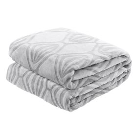 Back Printing Shaved Flannel Plush Blanket; checked Blanket for Bed or Sofa; 80&quot; x 90&quot;; Grey