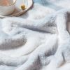 Printed Faux Rabbit Fur Throw; Lightweight Plush Cozy Soft Blanket; 50&quot; x 60&quot;; Grey Strip