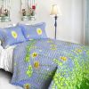 [Dandelion Dancing Night] Cotton 2PC Floral Vermicelli-Quilted Patchwork Quilt Set (Twin Size)