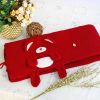 [Happy Bear - Dark Red] Embroidered Applique Coral Fleece Baby Throw Blanket (42.5 by 59.1 inches)