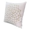 Hugo 20 x 20 Square Accent Throw Pillow; Embroidered Geometric Abstract Pattern; With Filler; White; Gold