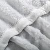 Pack Of 2 Back Printing Shaved Flannel Plush Blanket; checked Blanket for Bed or Sofa; 60" x 80"; Grey