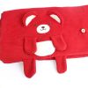 [Happy Bear - Dark Red] Embroidered Applique Coral Fleece Baby Throw Blanket (42.5 by 59.1 inches)