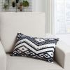 12 x 20 Rectangular Handwoven Jacquard Accent Lumbar Throw Pillow; Sequins; Geometric Design; White; Black