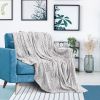 Pack Of 2 Back Printing Shaved Flannel Plush Blanket; checked Blanket for Bed or Sofa; 60" x 80"; Grey