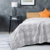 Pack Of 2 Back Printing Shaved Flannel Plush Blanket; checked Blanket for Bed or Sofa; 60" x 80"; Grey