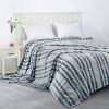 Back Printing Shaved Flannel Plush Blanket; Blue Stripe Blanket for Bed or Sofa; 80&quot; x 90&quot; ( Set of 2)