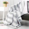 Printed Faux Rabbit Fur Throw; Lightweight Plush Cozy Soft Blanket; 50&quot; x 60&quot;; Grey Strip