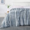 Back Printing Shaved Flannel Plush Blanket; Blue Stripe Blanket for Bed or Sofa; 80&quot; x 90&quot; ( Set of 2)