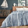 Back Printing Shaved Flannel Plush Blanket; Blue Stripe Blanket for Bed or Sofa; 80&quot; x 90&quot; ( Set of 2)