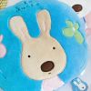 [Sugar Rabbit - Round Blue] Blanket Pillow Cushion / Travel Pillow Blanket (25.2 by 37 inches)