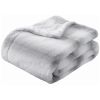 Printed Faux Rabbit Fur Throw; Lightweight Plush Cozy Soft Blanket; 50&quot; x 60&quot;; Grey Strip