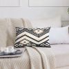 12 x 20 Rectangular Handwoven Jacquard Accent Lumbar Throw Pillow; Sequins; Geometric Design; White; Black