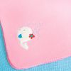 [White Whale - Pink] Embroidered Applique Coral Fleece Baby Throw Blanket (29.5 by 39.4 inches)