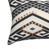 12 x 20 Rectangular Handwoven Jacquard Accent Lumbar Throw Pillow; Sequins; Geometric Design; White; Black