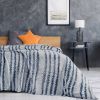 Back Printing Shaved Flannel Plush Blanket; Blue Stripe Blanket for Bed or Sofa; 80&quot; x 90&quot; ( Set of 2)