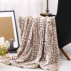 Printed Faux Rabbit Fur Throw; Lightweight Plush Cozy Soft Blanket; 50&quot; x 60&quot;; Sand Leopard