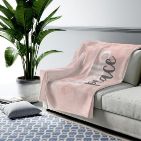 Accent Throw Blankets, Peach Marble Hello Peace Graphic Style Velveteen Plush Blanket (size: 60" âˆšÃ³ 80")