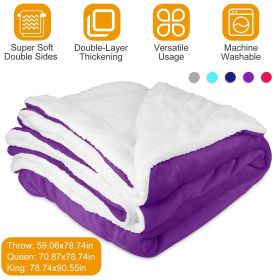 Fleece Throw Blanket Warm Soft Flannel Bed Cover Cuddly Cozy Sofa Travel Car Blanket Throw (Color: Plum, size: Throw)