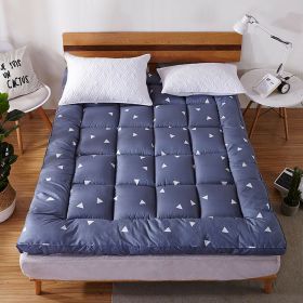 Mattress Topper Pad Quilted Mattress Cover Bed Protector King Queen Full Twin Size (Color: Blue Triangles, size: QUEEN)